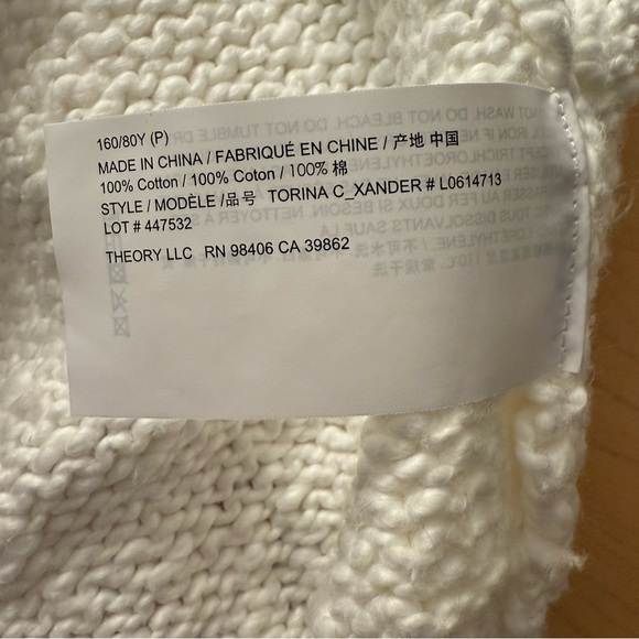 Theory Torina White Cotton Long Cardigan Sweater Size P NWT - Picture 9 of 9